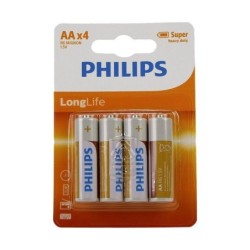 4 stk. AA PHILIPS Longlife Batterier Også Kaldet R6