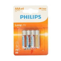 4 stk. AAA PHILIPS Longlife Batterier Også Kaldet R3