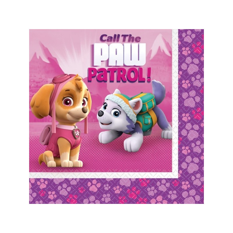 20 Stk. Paw Patrol Servietter Pink 16x16 cm