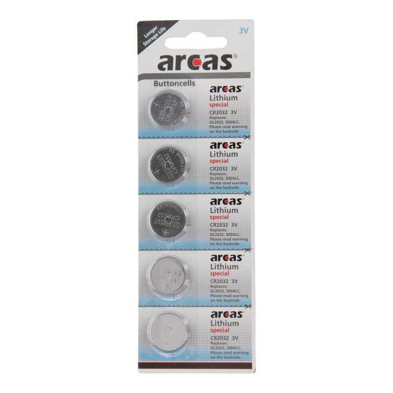 5 stk. Arcas Lithium Batteri CR2032, 3V