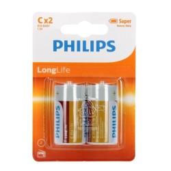 2 stk. C PHILIPS Longlife Batterier Også Kaldet R14